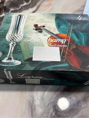 Vintage Cristal D'Arques France 24% Lead Crystal Champagne Flutes Set of 4 EUC